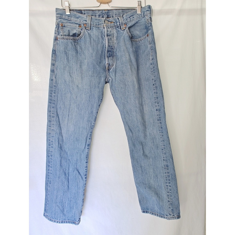 Levi's 501 Original Fit Jeans 34 x 29 Light Wash Blue Button Fly Vintage 90s Y2k